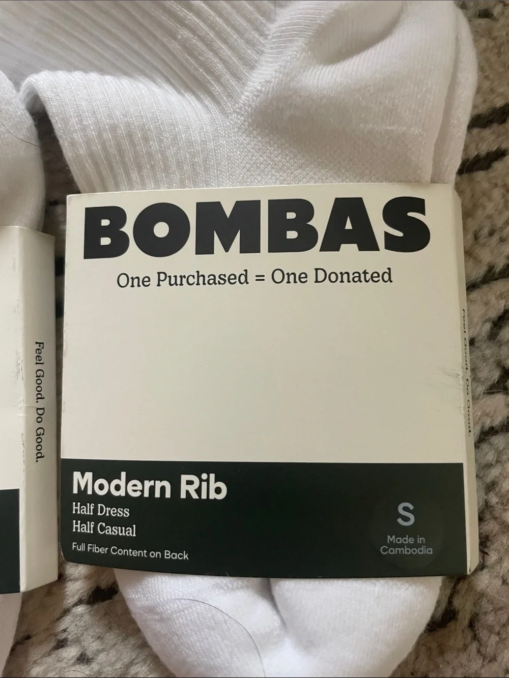 Bombas Woman’s Modern Rib Ankle Socks - White (4 Pack) size small